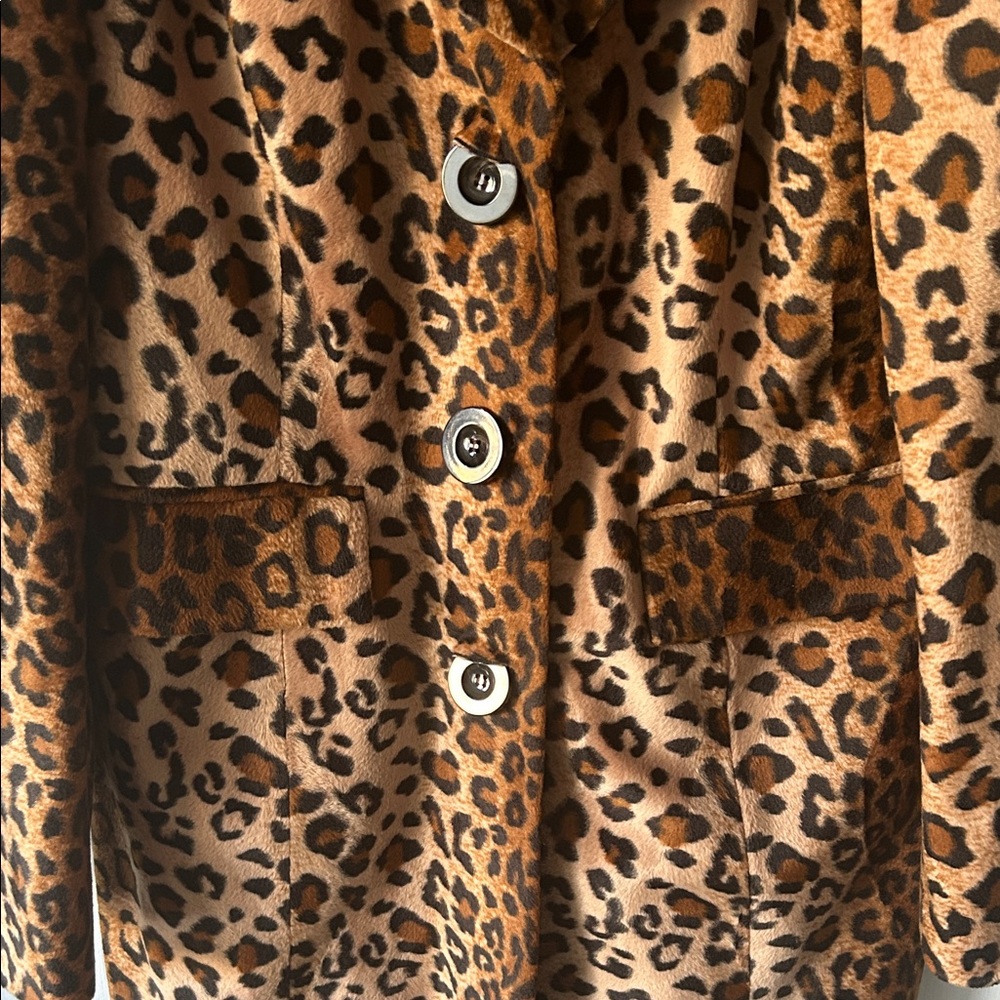 SALE - Womens Leopard INC Brown Long Fur Teddy Animal Print Jacket - Picture 4 of 6